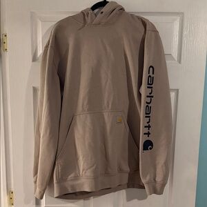 Carhartt Tan Hooded Sweatshirt with Sleeve Logo
